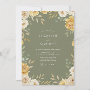 Olives Gold Laub Stilles Eukalyptus-Hochzeit Einladung