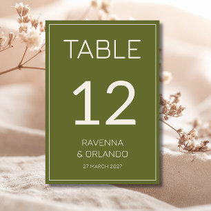 Olives Grüne Creme Old Money Formale Hochzeit Tischnummer