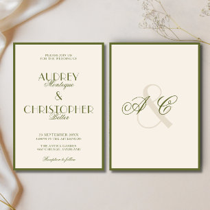 Olives Grüne Monogramm Glam Formale Hochzeit im St Einladung