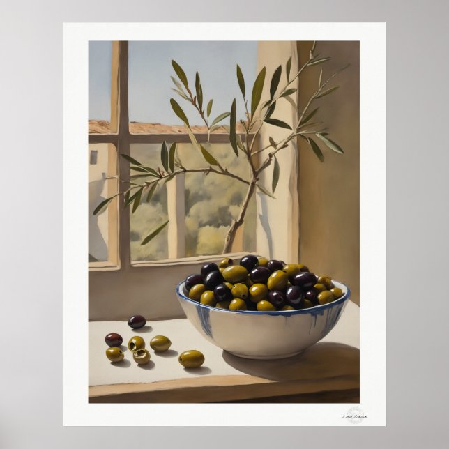 Olives Still Life by Window Poster (Vorne)