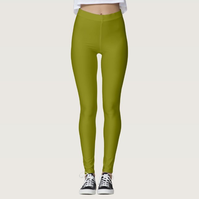 Olivfarbene einfarbig einfache leggings (Vorderseite)