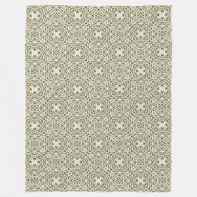 Olivfarbene Florale Gitter-Sherpa-Decke Fleecedecke (Vorderseite)
