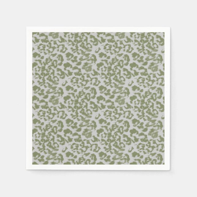 Olivgrau gefleckter Leopard  Serviette (Vorderseite)