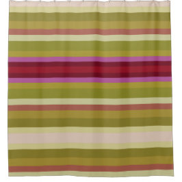 Olivgrün, Bordeaux und Rosa Duschvorhang