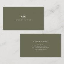 Olivgrün Einfach Elegant Modernes Monogramm