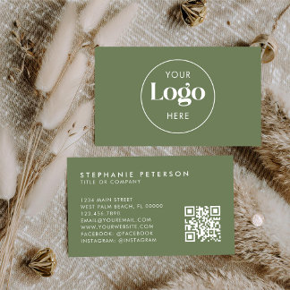 Olivgrün eleganter benutzerdefinierter Firmenlogo- Visitenkarte