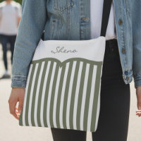 Olivgrün gestreifte Monogramm-Tasche
