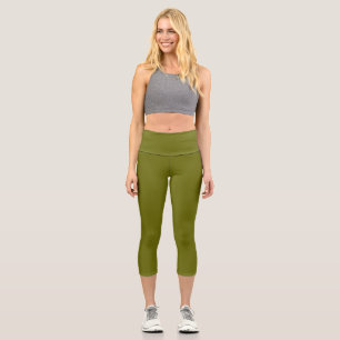 Olivgrün in fester Farbe Capri Leggings