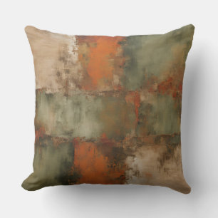 Olivgrün-Salbei-Orange-Rost-Beige-Abstrakt Kissen