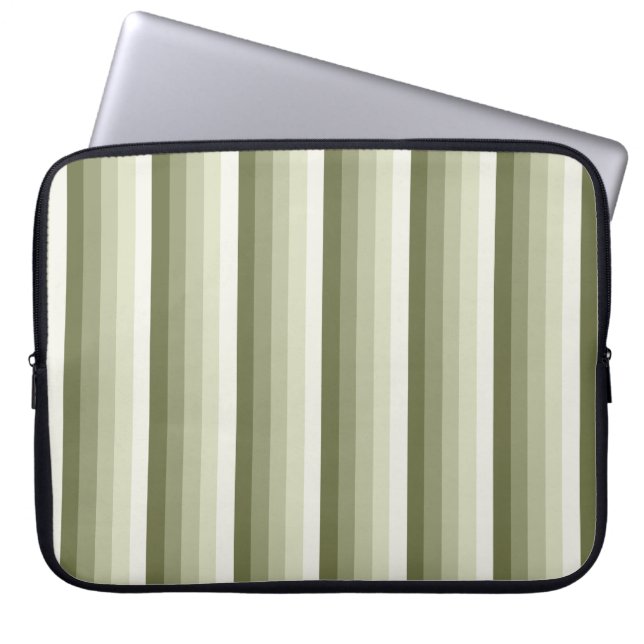 Olivgrün-Schattenstreifen Laptopschutzhülle (Vorderseite)