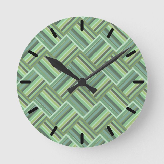 Olivgrün Streifen Runde Wanduhr (Vorderseite)