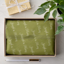 Olivgrün und elegantes cremefarbenes Skript Boho-H Seidenpapier