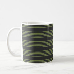 Olivgrün und Holzkohle - fünf Streifen Kaffeetasse