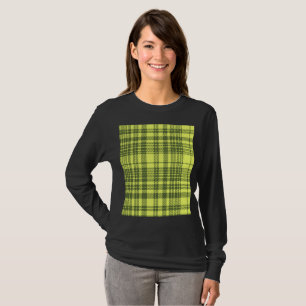 Olivgrün und Limettengelb Kariert Tartan T-Shirt
