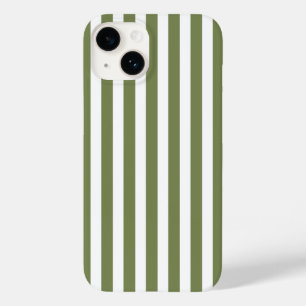 Olivgrün und weiße, cremefarbene Streifen Case-Mate iPhone 14 Hülle
