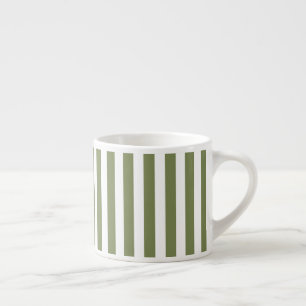 Olivgrün und weiße, cremefarbene Streifen Espressotasse