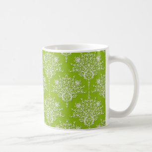 Olivgrün und weißer Damast Kaffeetasse
