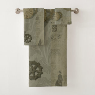 Olivgrün, Vintag Badhandtuch Set