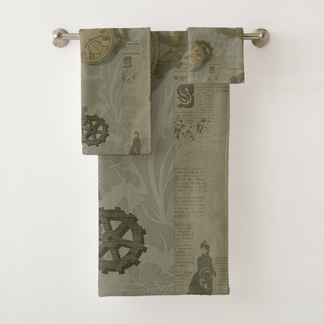 Olivgrün, Vintag Badhandtuch Set (Insitu)