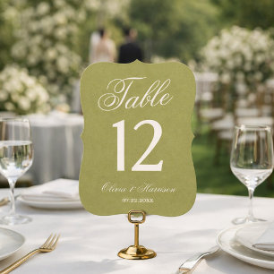 Olivgrüne ausgestanzte Hochzeitstisch-Nummer Einladung