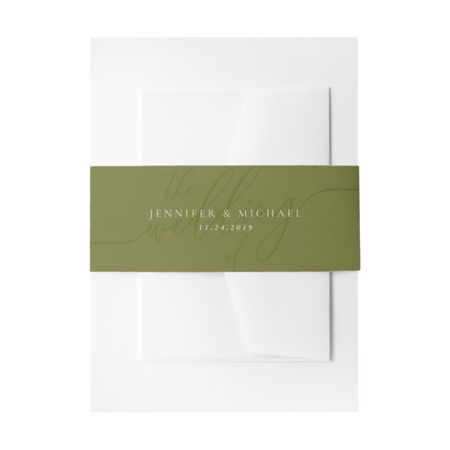 Olivgrüne Basic Suite Hochzeit Einladungsbanderole (Vorderseite Beispiel)