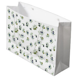Olivgrüne Blätter Wasserfarben-Blumenmuster Große Geschenktüte