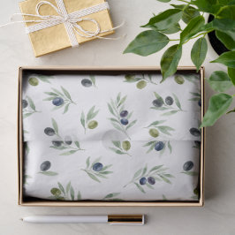 Olivgrüne Blätter Wasserfarben-Blumenmuster Seidenpapier