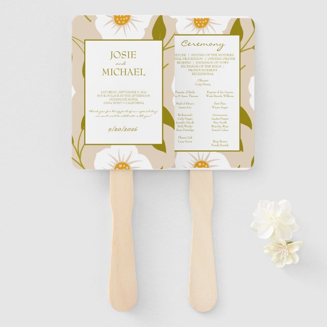 Olivgrüne Blumige Hochzeit Fächer (Vorne und Hinten)
