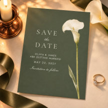 Olivgrüne Calla-Lilien-Hochzeit - Save-the-Date