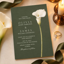 Olivgrüne Calla-Lilien-Hochzeitseinladung
