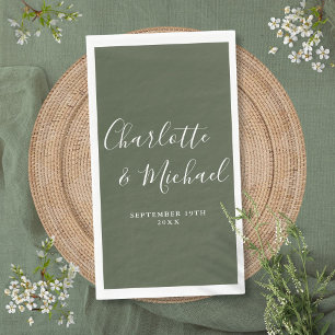 Olivgrüne elegante Hochzeit mit eleganter Untersch Serviette