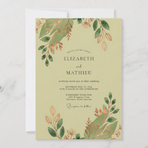 Olivgrüne Erdig Natur Hochzeit Einladung
