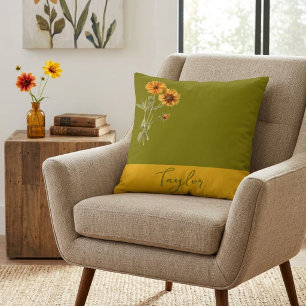 Olivgrüne Florale Minimale Trendige Stylische Kissen