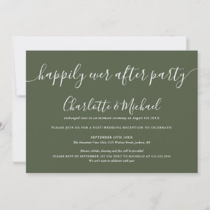 Olivgrüne Happily Ever After Party Foto Hochzeit Einladung