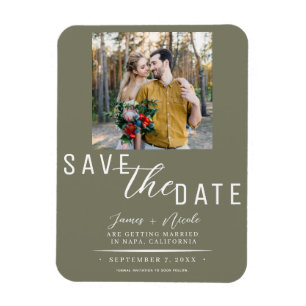 Olivgrüne Hochzeit Save-the-Date-Foto Magnet