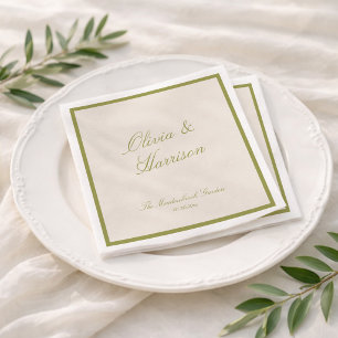 Olivgrüne klassische Hochzeit Serviette