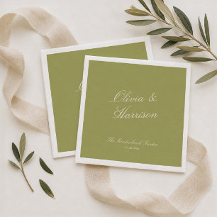Olivgrüne klassische Hochzeitsservietten Serviette