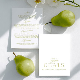 Olivgrüne Minimalistische Hochzeitsinformationskar RSVP Karte