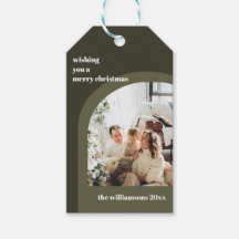 Olivgrüne moderne vertikale Foto-Weihnachtsbögen
