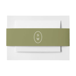 Olivgrüne Monogramm-Hochzeits-Bauchschnur Einladungsbanderole