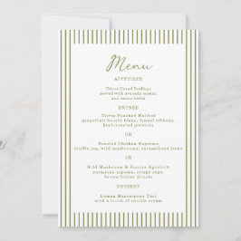 Olivgrüne Monogramm-Hochzeitsmenükarte Einladung