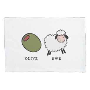 Olivgrüne Mutterschaf-Liebe-Wortspiele Kissenbezug