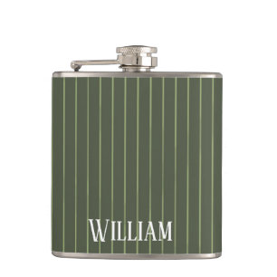 Olivgrüne Nadelstreifen Flachmann