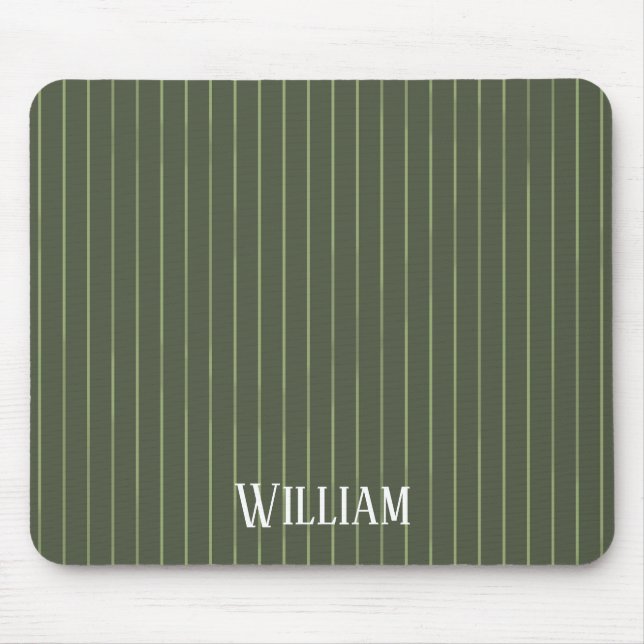 Olivgrüne Nadelstreifen Mousepad (Vorne)