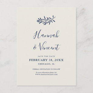 Olivgrüne Navy Save-the-Date-Postkarte Ankündigungspostkarte