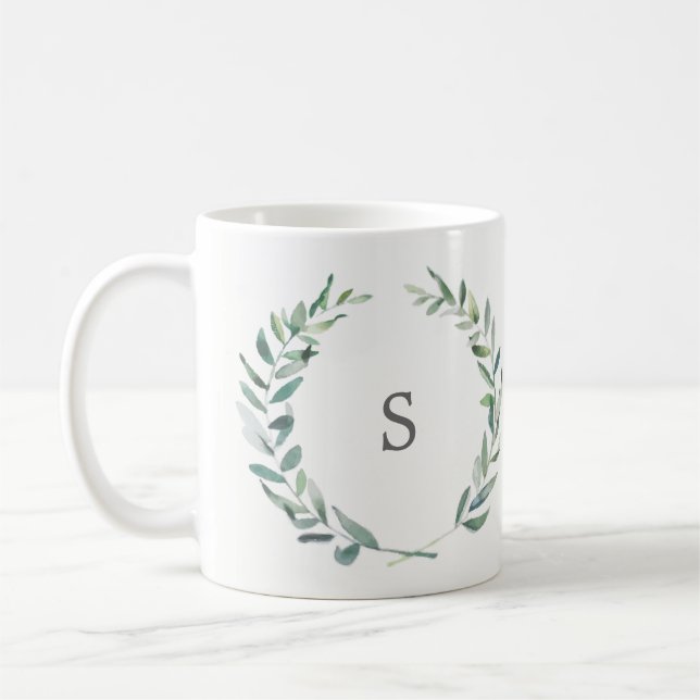 Olivgrüne Niederlassung des botanischen Watercolor Kaffeetasse (Links)