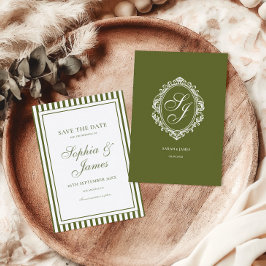 Olivgrüne Old Money Hochzeit Save the Date