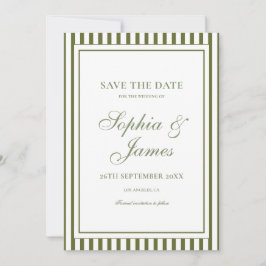 Olivgrüne Old Money Hochzeit Save the Date Einladung