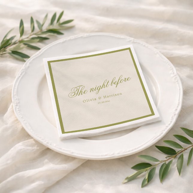Olivgrüne Probedinner-Hochzeitsservietten Serviette (Von Creator hochgeladen)