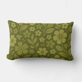 Olivgrüne Retro-Floral-Kissenhülle Lendenkissen
